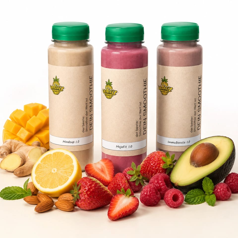 Smoothie-Vorrat mit frischen Zutaten für die Woche