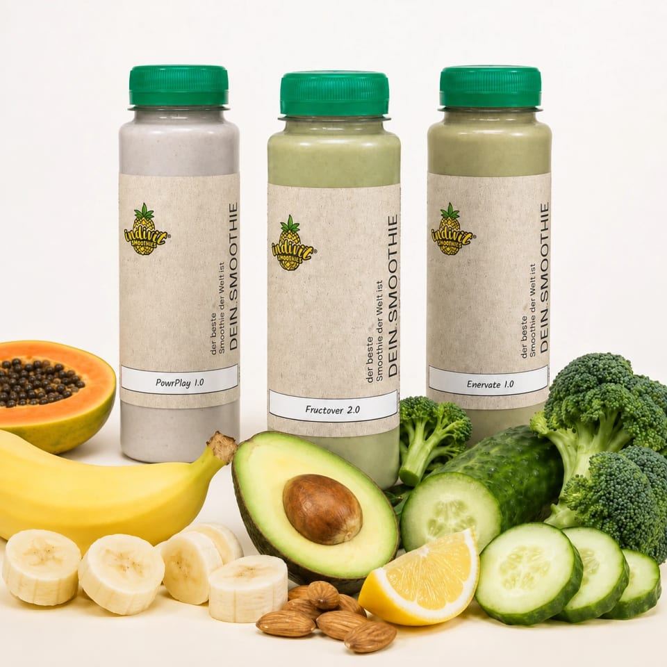 Smoothie-Trinkmahlzeiten mit Bio-Zutaten für unterwegs